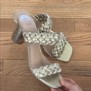 a new day Metallic Gold Braided Block Heel Sandals